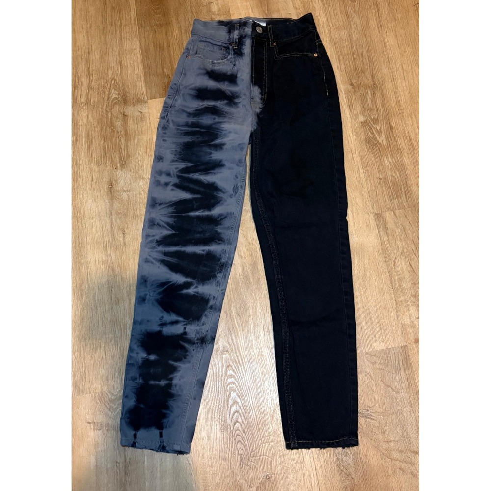 New‎ PacSun Ultra High Rise Slim Fit Jeans Black Tie Dye "Stargazer" Size 23